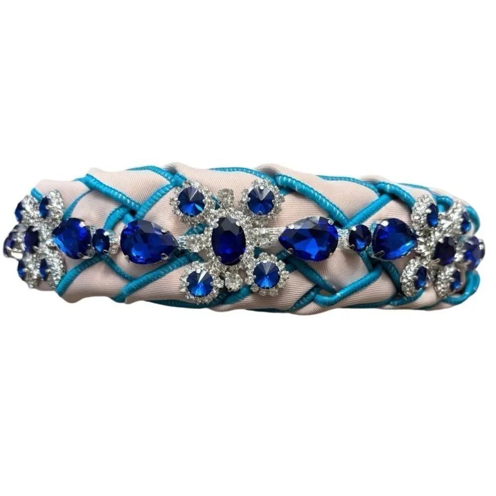 NWOT Blue Jeweled Weaved Fabric Headband